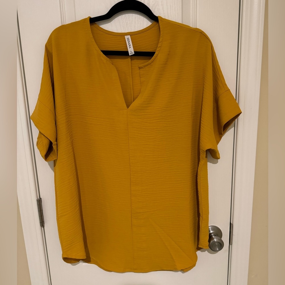 Zenana Gold/Yellow V Neck Top